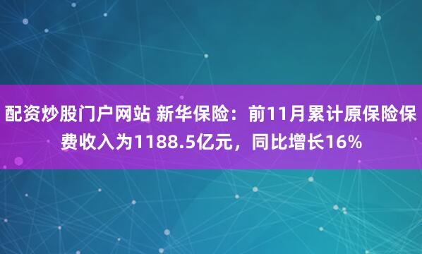 配资炒股门户网站 新华保险：前11月累计原保险保费收入为1188.5亿元，同比增长16%